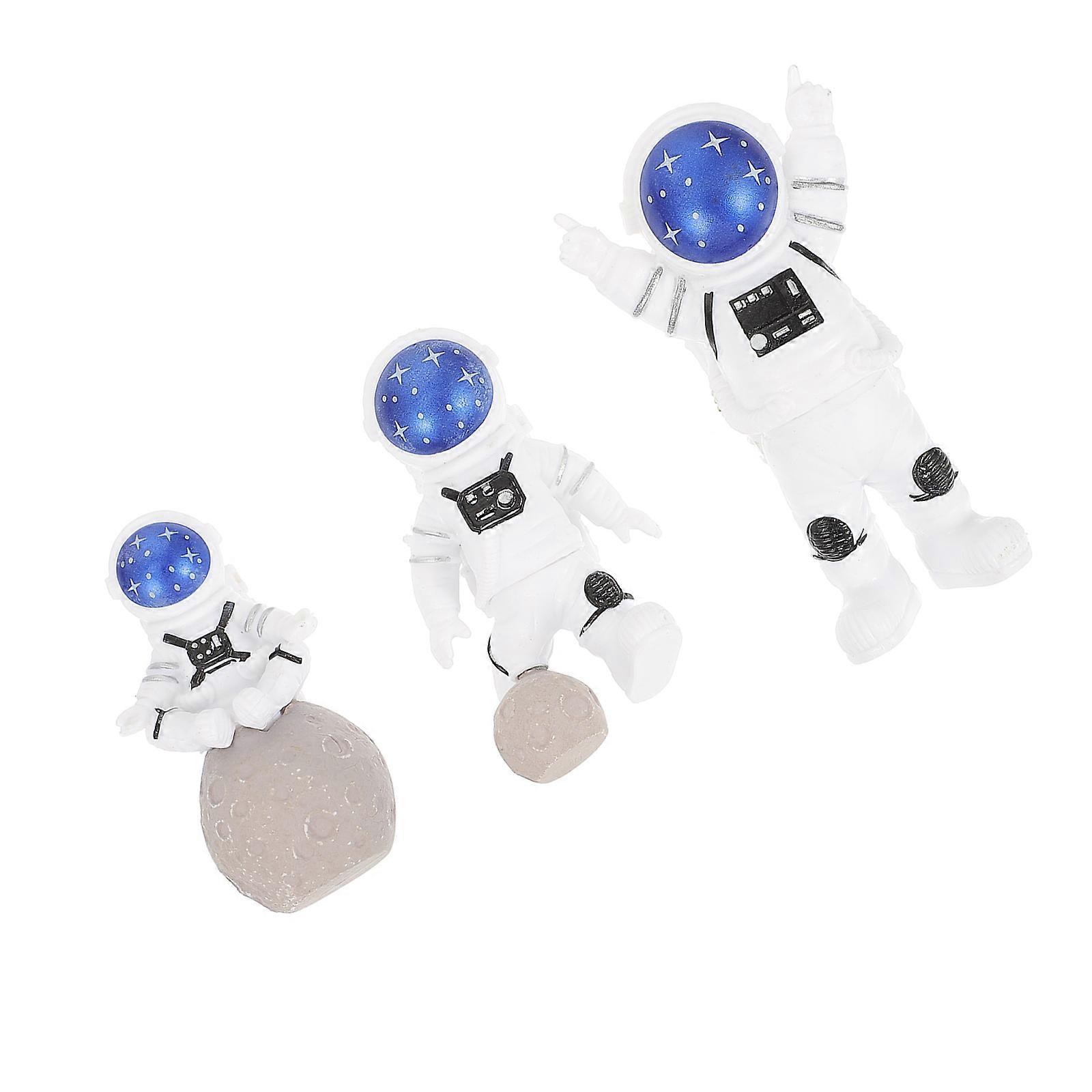 Astronaut Sculpture Tabletop Resin Assorted Color Decorative 3Pcs