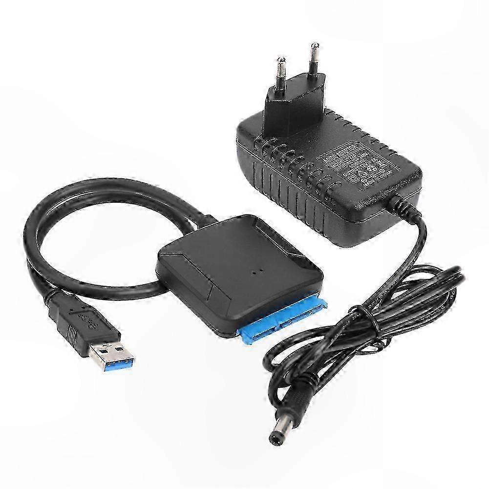 USB 3.0 to SATA Adapter Cable for 2.5/3.5 Inch Hard Drives, EU Plug-Compatible Connection for Data Transfer