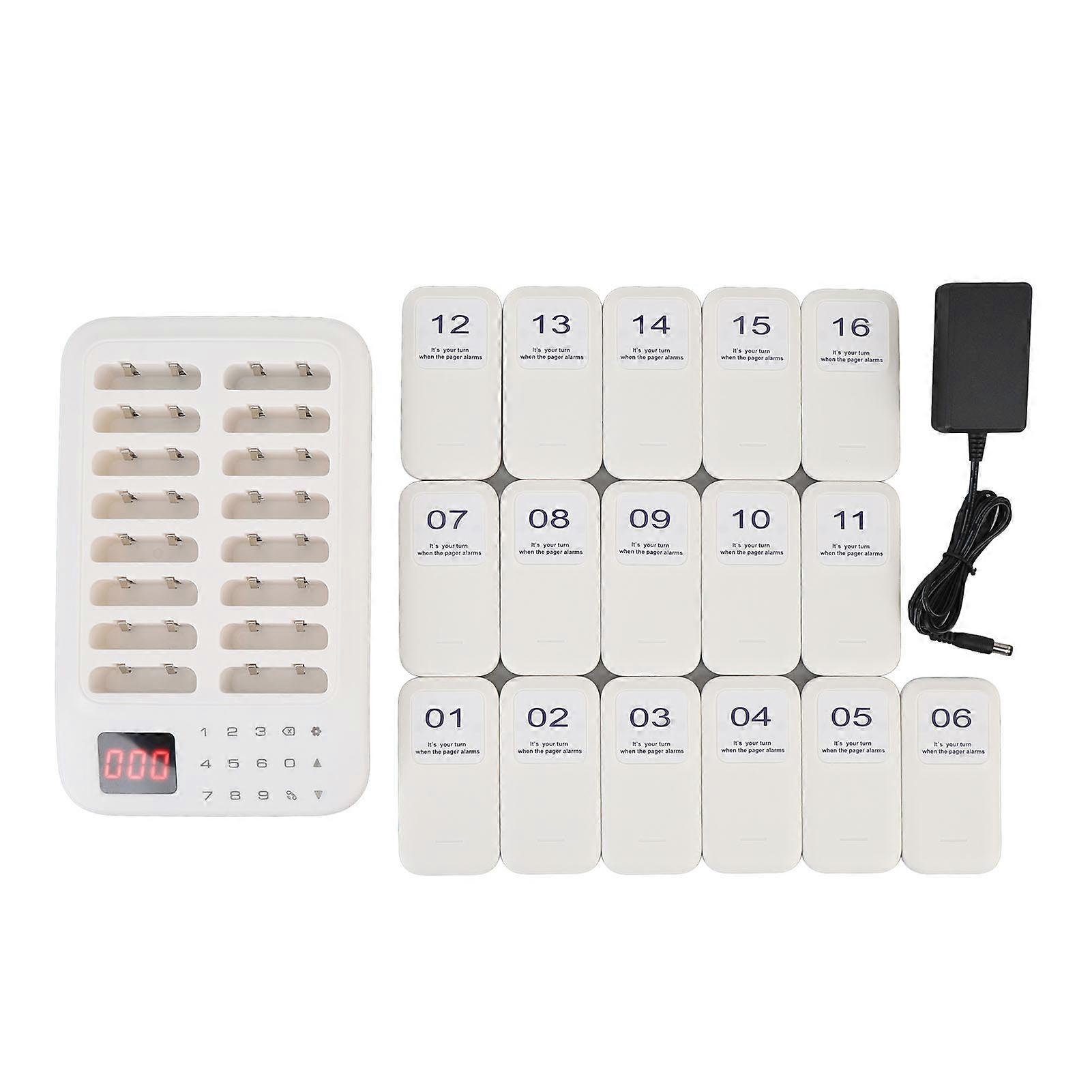 Restaurant Pager System 1 to 16 Channels Wireless Calling 433.92MHz 500m Range Vibration Buzzer Flashing Modes Food Service