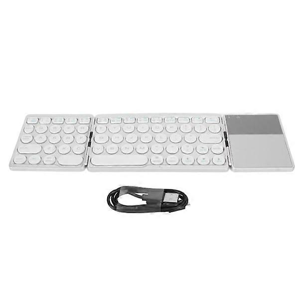 Round Key Bluetooth Folding Keyboard with Touchpad Universal 140mAh Wireless 64 Key Folding Keyboard Silver