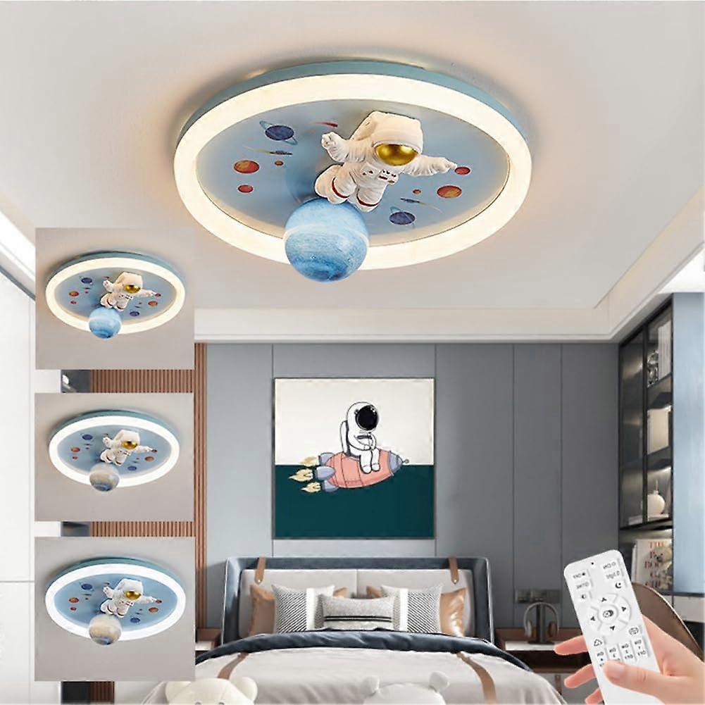 LED Kids Ceiling Light Dimmable Remote Control Planet Astronaut Ceiling Lamp 50 Cm For Children's Bedroom Modern Style