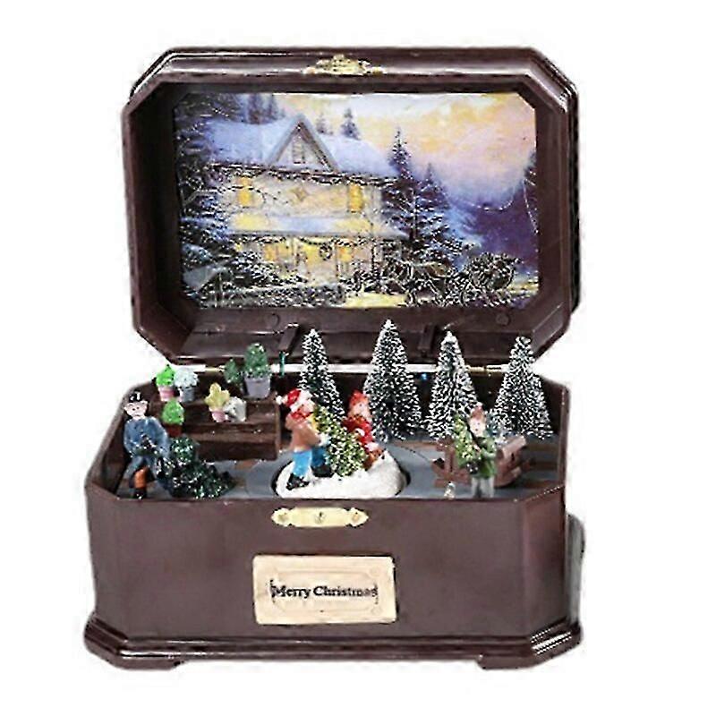 Rotating Christmas Music Box with Glowing Lights, a Reusable Festive Decoration Perfect as a UK Gift