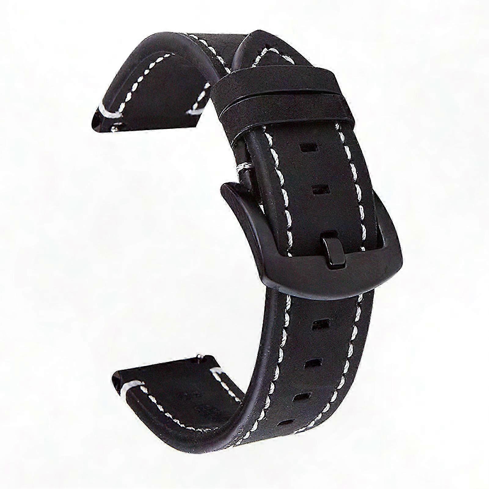 Retro Leather Watch Band with Spring Bars - Adjustable Replacement Strap for Watches 18-24mm Width