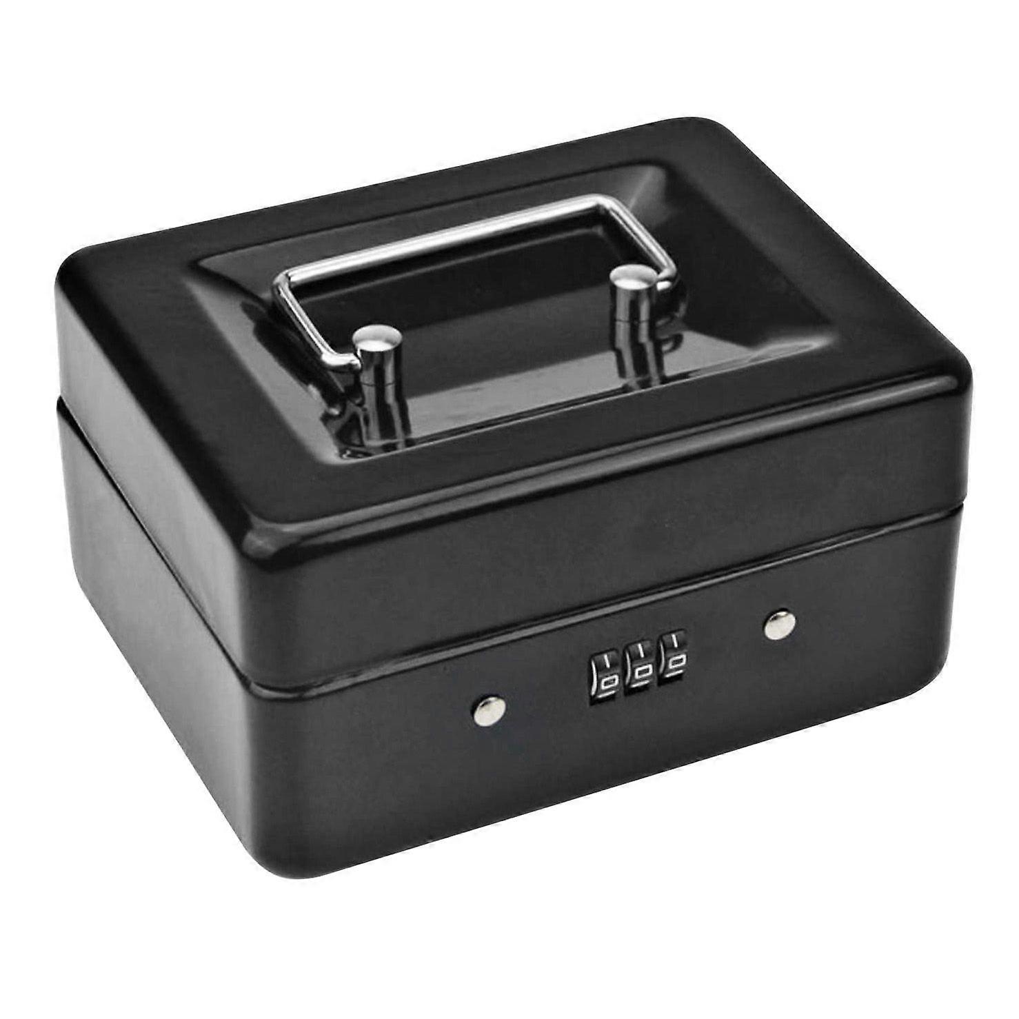Durable Metal Coin Box with Storage Tray - Small Coin Box with Combination Lock 15 x 12 x 7.7cm (Bl