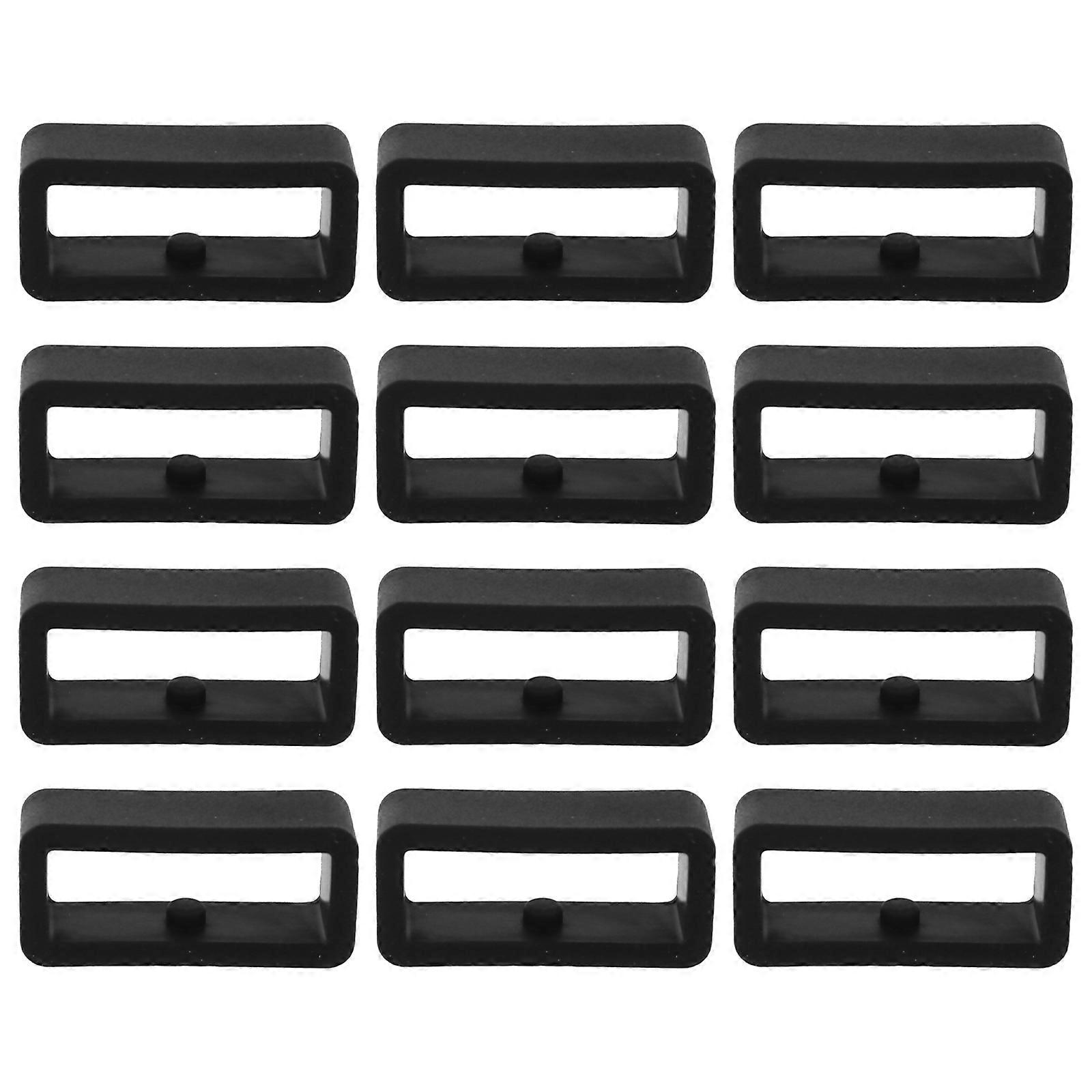 Silicone Watch Strap Keeper Ring for Secure Fit Black Durable 12pcs