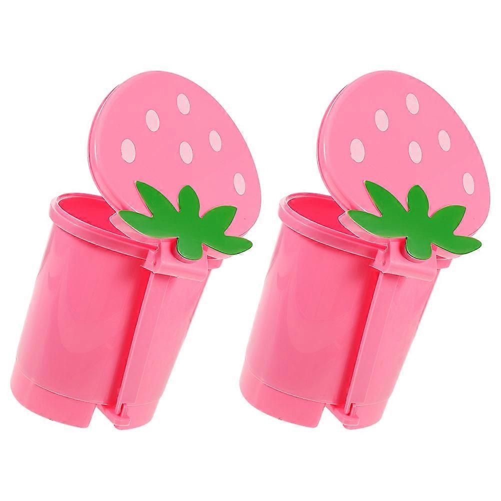 Pink Desktop Trash Bin for Home Use Versatile PP Material Simple Design Easy to Clean 2 Pcs