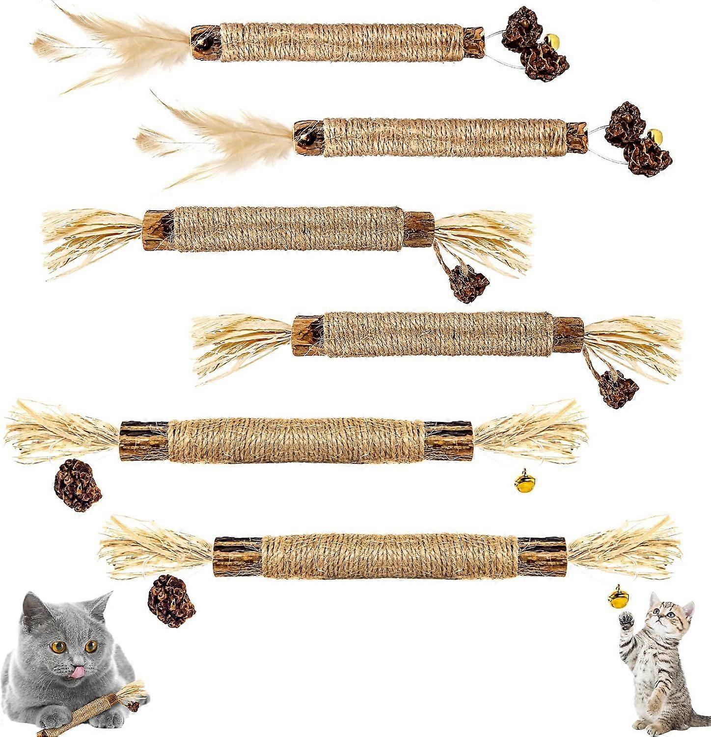 6 pieces catnip sticks, chew sticks for cats, cat dental care toy, dental chew