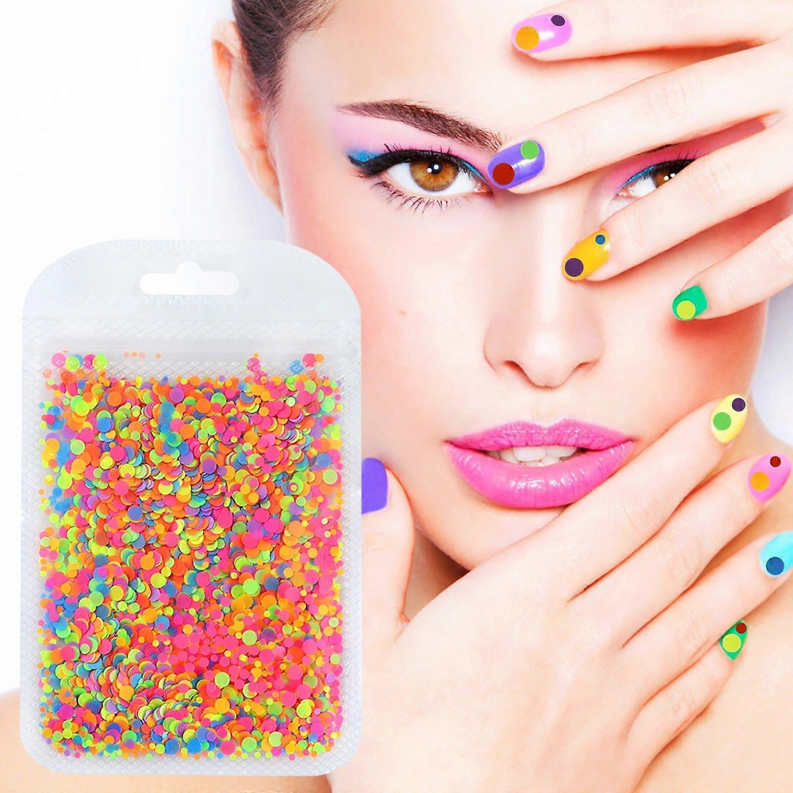 3PC Fluorescent Round Nail Sequins DIY Fillings FYLE5537