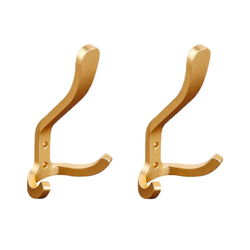 Golden Retro Wall Hooks for Home Use Sturdy Space Aluminum Material 3 Hooks