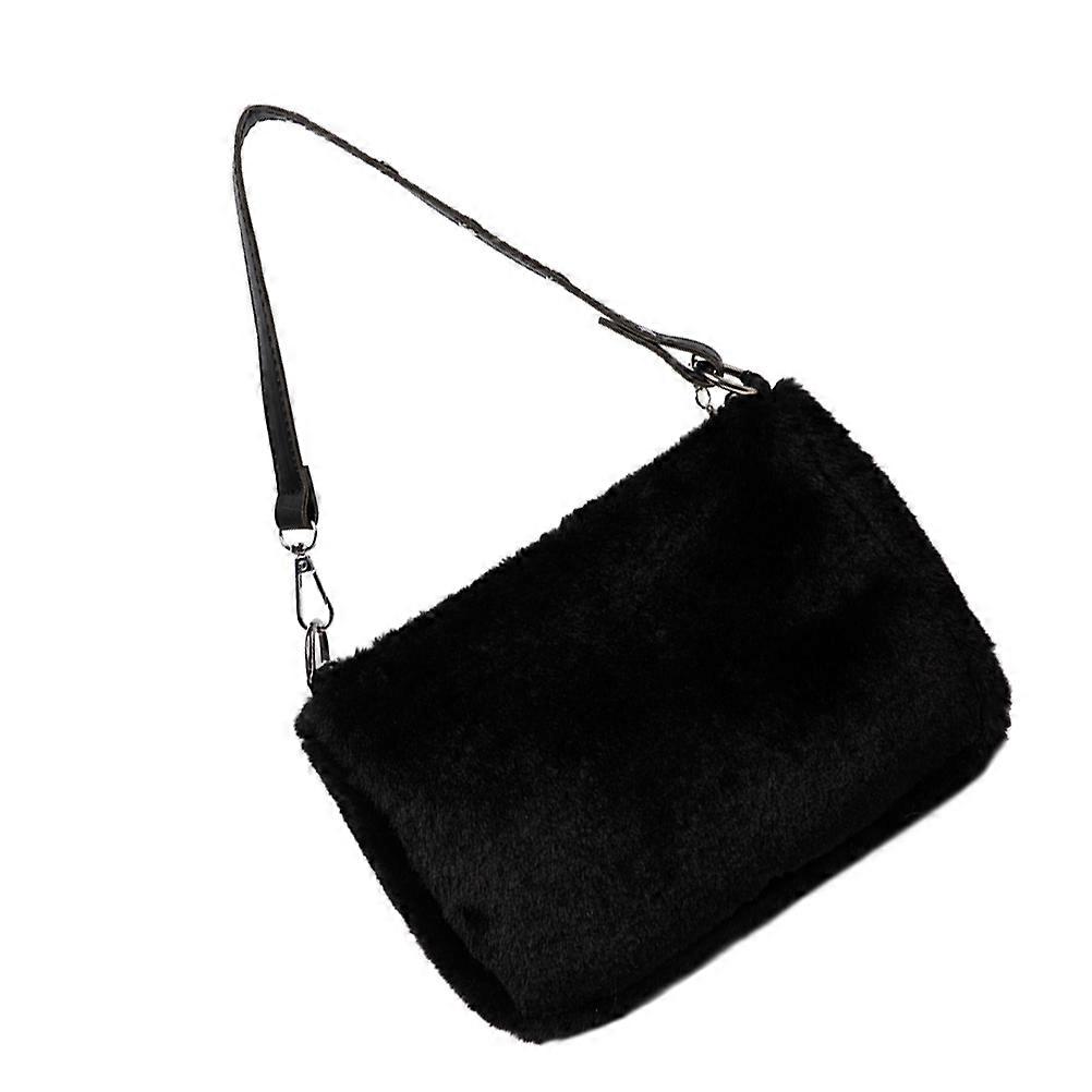 Plush Shoulder Bag Clutch Purse for Winter 1Pcs with Zipper Closure