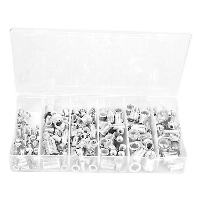 195Pcs M3 M4 M5 M6 M8 M10 Flat Head Rivet Nuts Threaded Insert Nut Rivet Nut Threaded Insert Cap Set