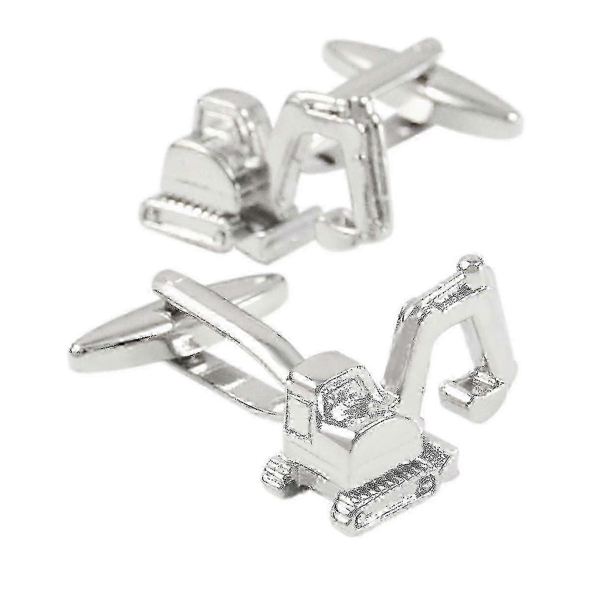 男性用 1 ペアシルバーメッキ掘削機カフスボタン、ビジネスウェディングパーティーアクセサリー
