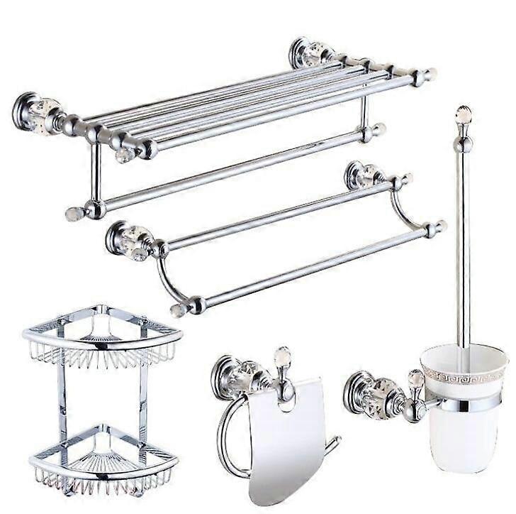 Crystal Bath Hardware Set Chrome Rack Tissue Holder Cup Holder Robe Hook|Bath Hardware Sets