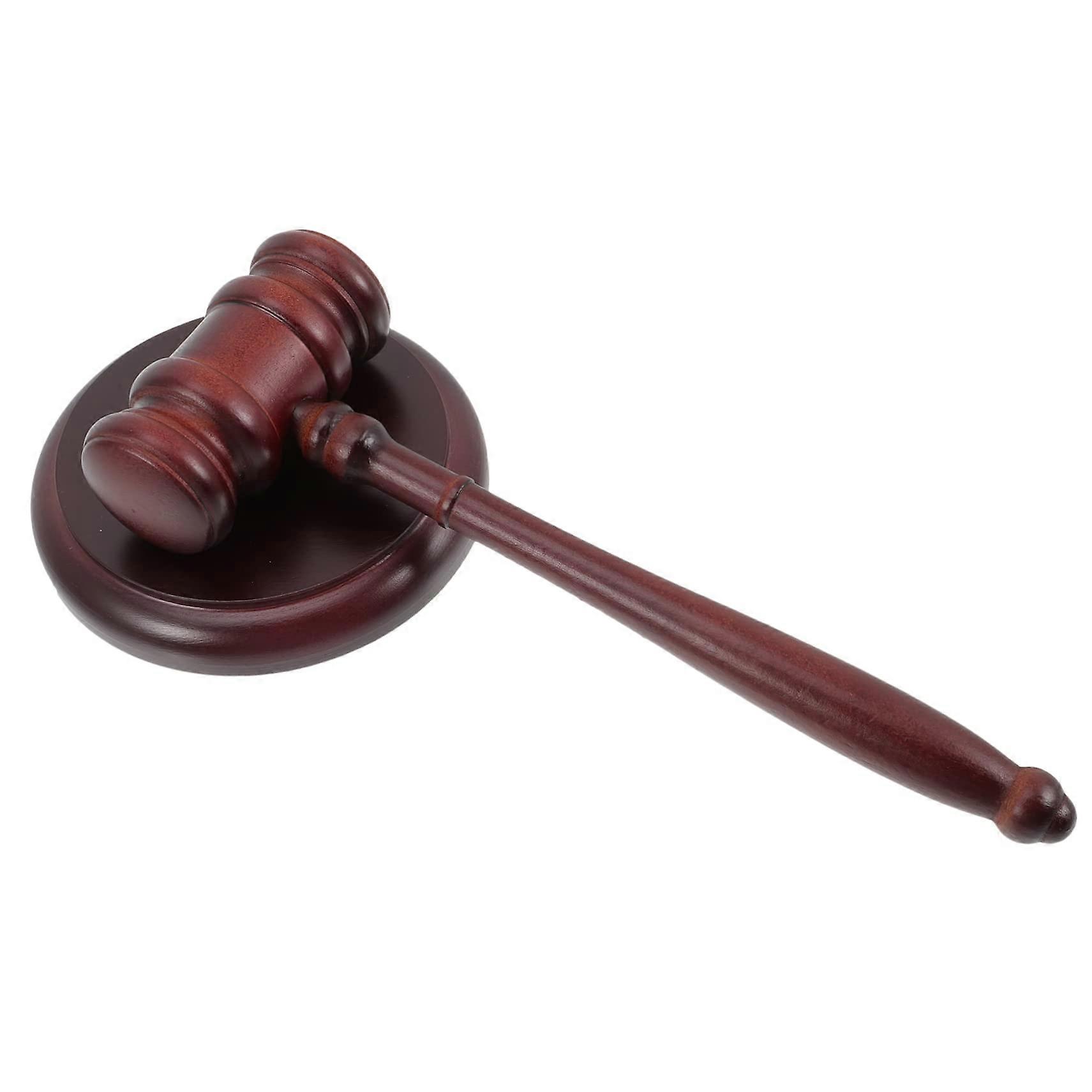 Wooden Judge Gavel With Base Smooth Finish Auction Hammer Courtroom Tool