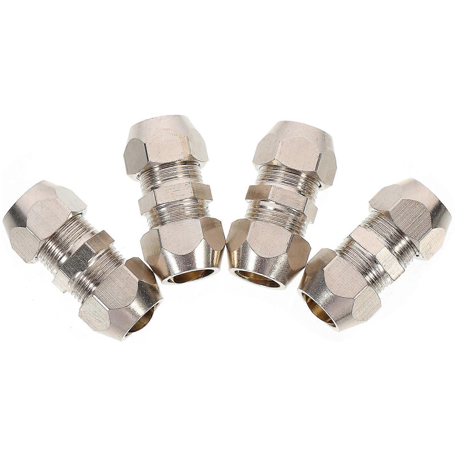 Pneumatic Connectors Brass Tube Connectors for Connecting Use 4Pcs Silver