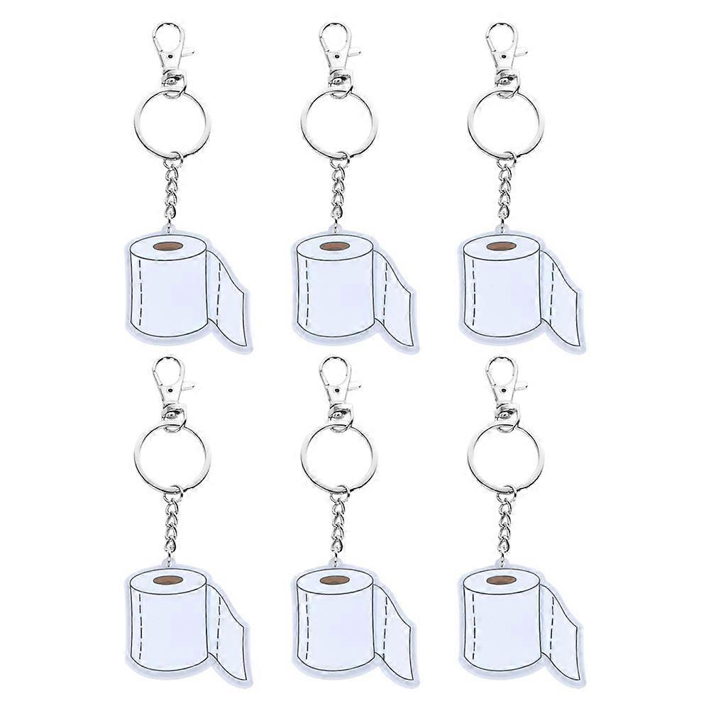 Acrylic Keychain Toilet Paper Pendant with 6Pcs for Charming Purse Decoration