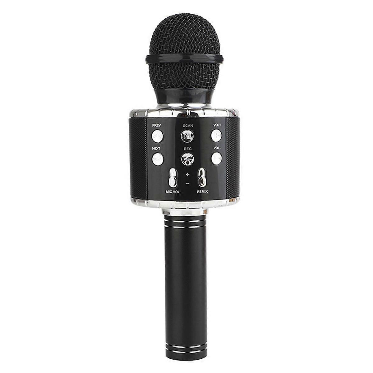 Upgrade Wireless Bluetooth K-Song Microphone with Lighting Black