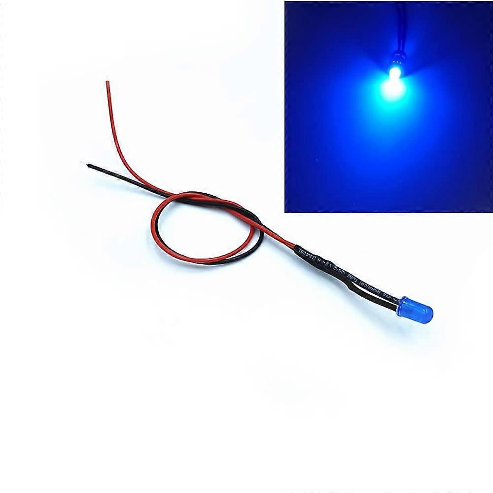 3mm Pre-Wired Blue Emitting Diodes Bulb Lights with Black Holders for 3V to 220V Hobby Projects - 5pcs