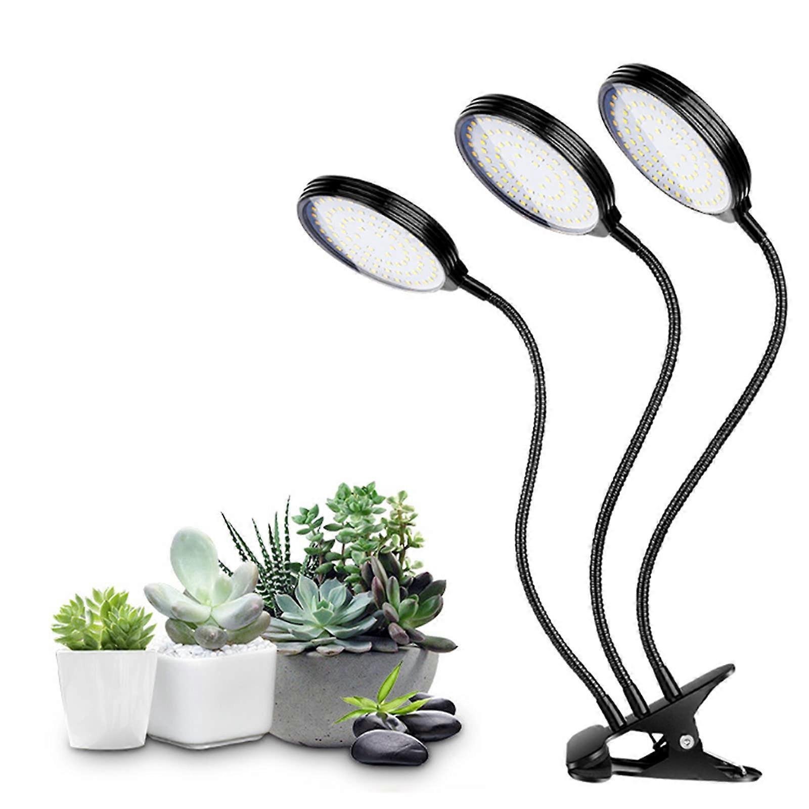 45W LED Plant Grow Light with Dimmable 5 Modes, Adjustable Gooseneck, USB Charging, 3 Heads, Timer Settings 4H/8H/12H