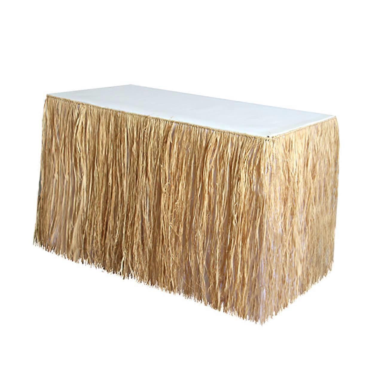 Straw Table Skirt Raffia Table Skirt For Desk Seaside Decor Lightweight Beach Party Accessory