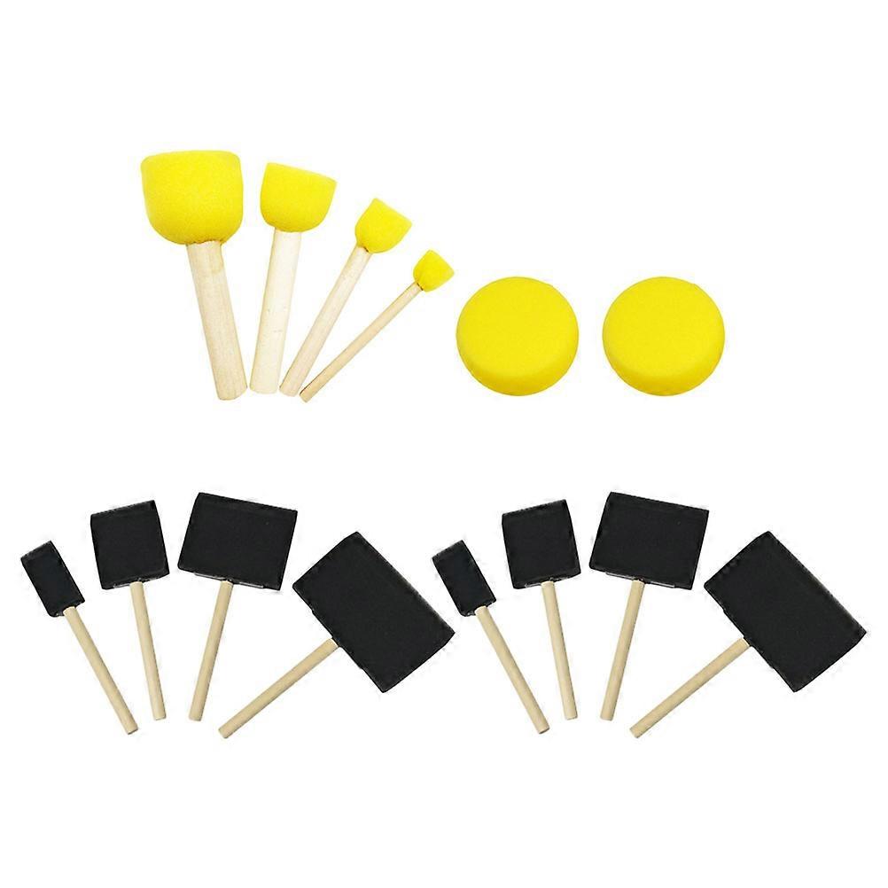 Kids Paintbrushes Set for DIY Sponge Brushes 60Pcs Wooden Grip
