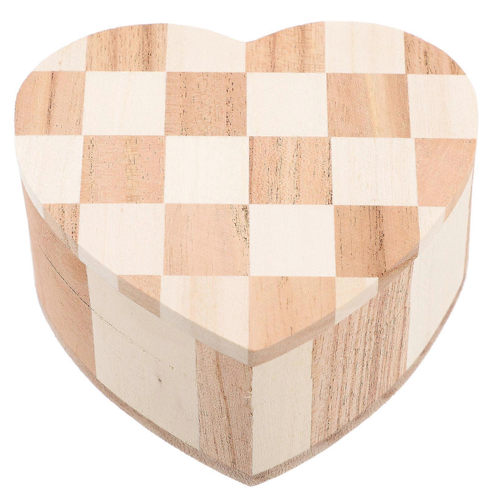 Heart Jewelry Case for Trinket Storage 2Pcs Small Wooden Boxes