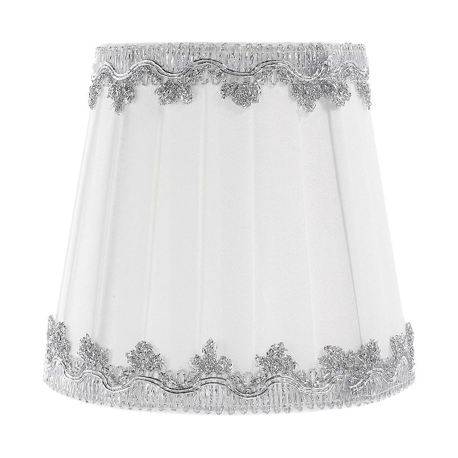 Cloth Barrel Lampshade for Ceiling Lamp European Style White 2Pcs