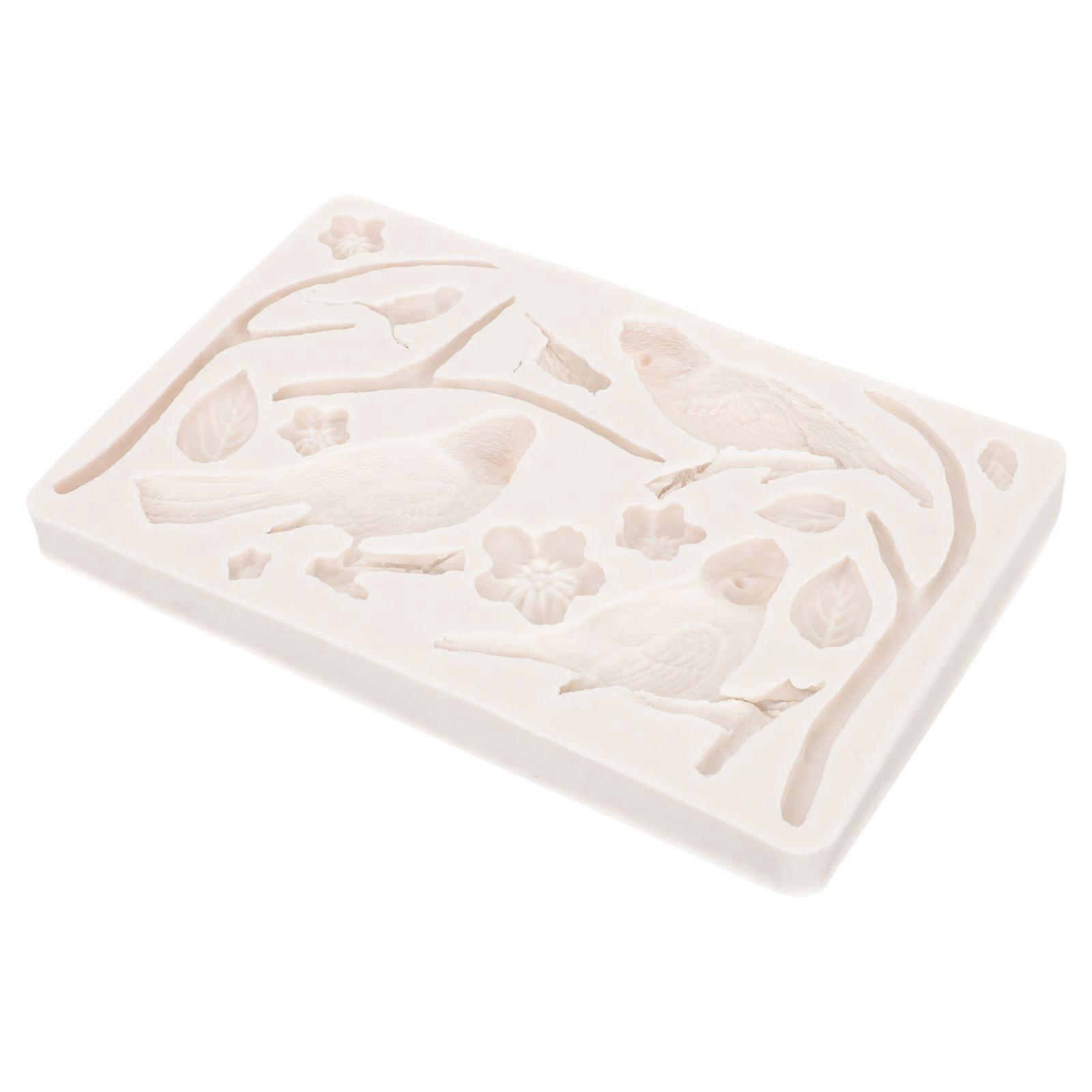 Silicone Fondant Mold with Flower Bird Design for Chocolate 2Pcs
