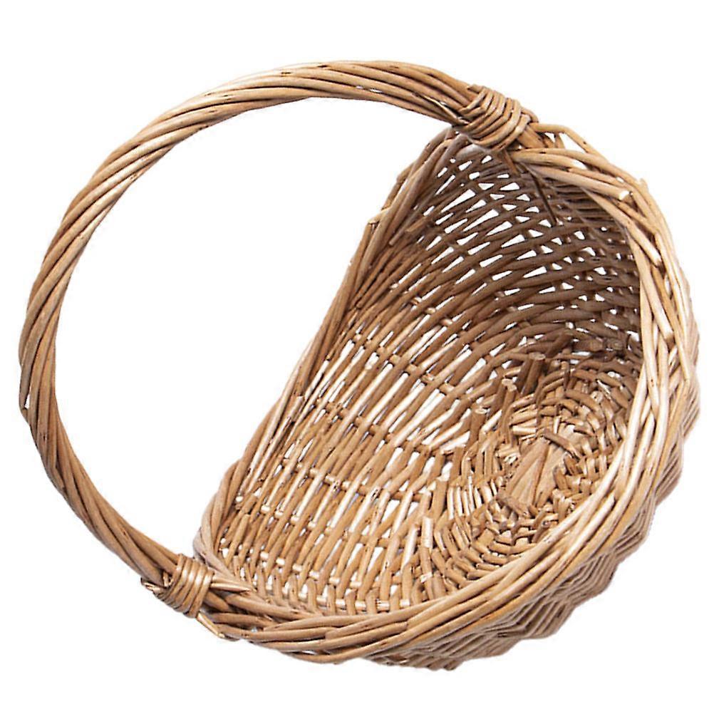Natural Wicker Material Picnic Basket Outdoor Wine Festivals Rectangular Shape Rustic Style 9.1×7.1×6.7in Storage 1Set