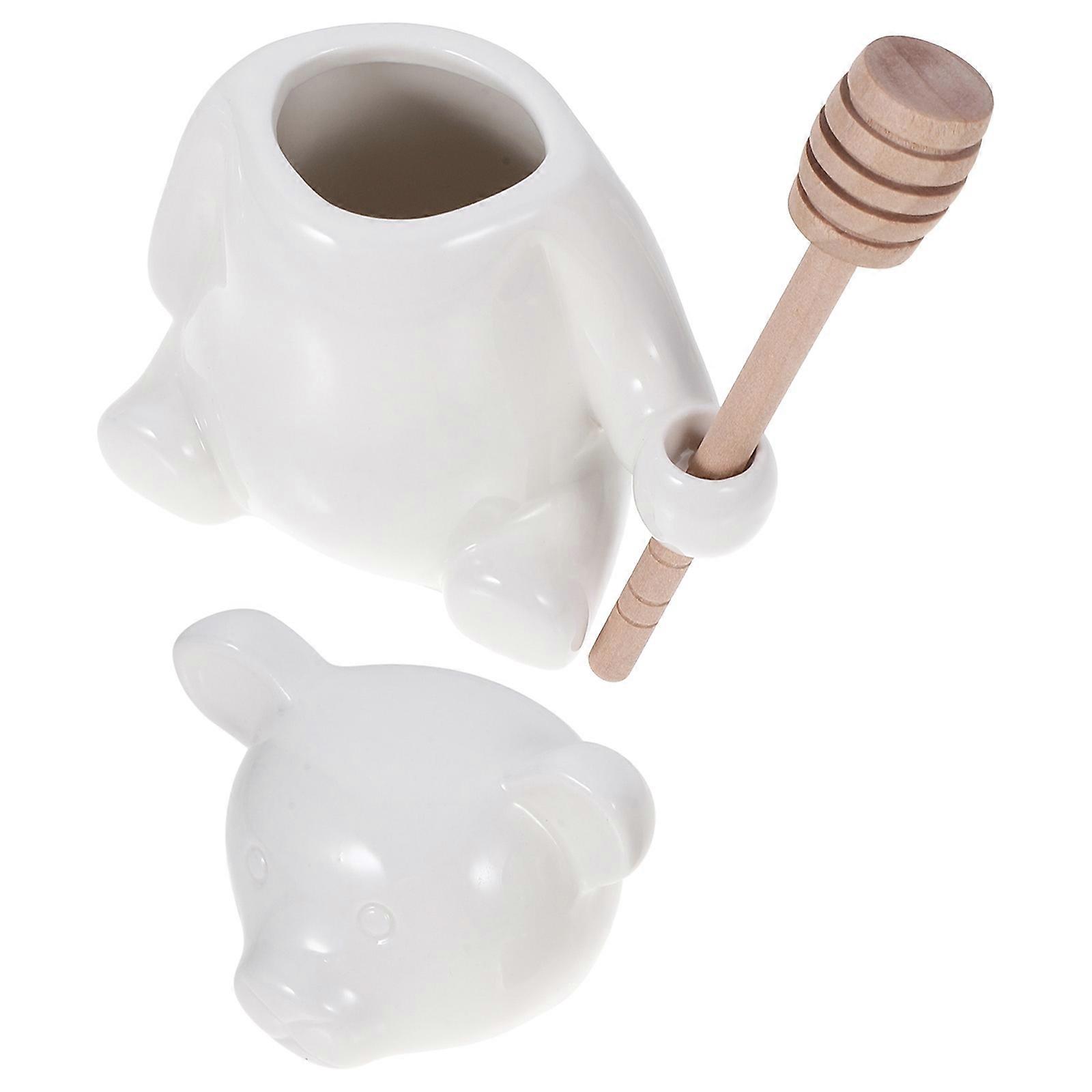 Honey Jar Ceramic Honey Jar with Dipstick for Storage 1Set Bear Container