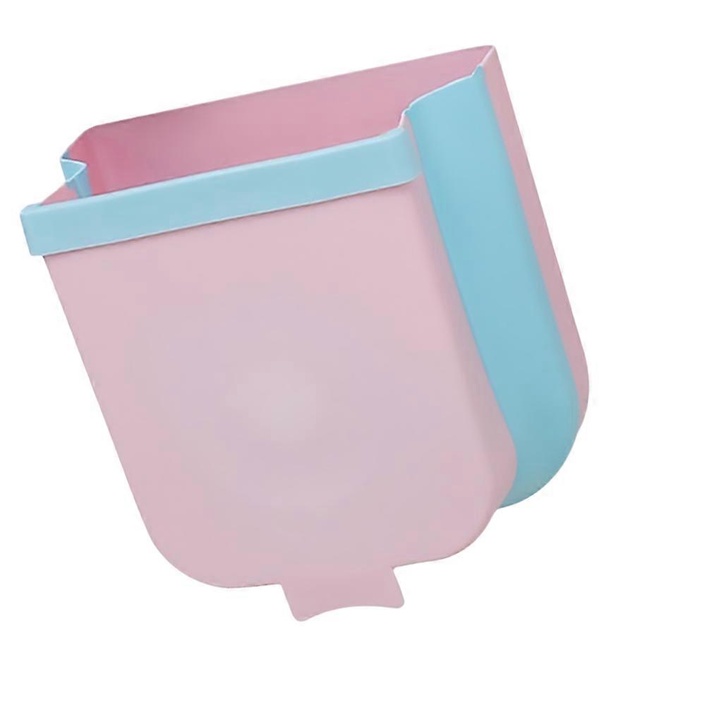Hanging Trash Can Multi Purpose Storage Bucket Car Garbage Container Pink 25x25cm Folding 1Pcs