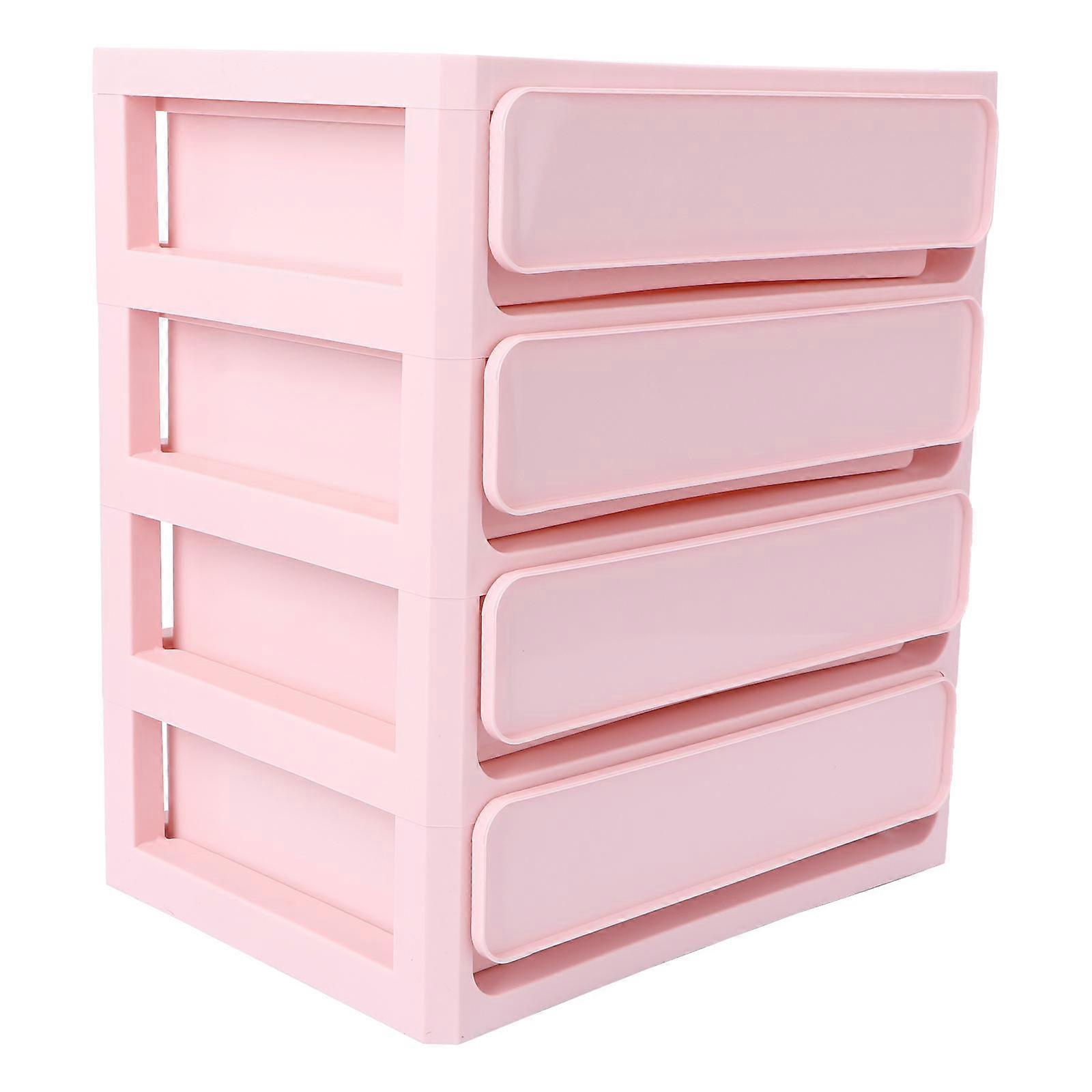 Desktop Storage Cabinet Drawer Type for Home Pink Pp Plastic Storage 1Pcs