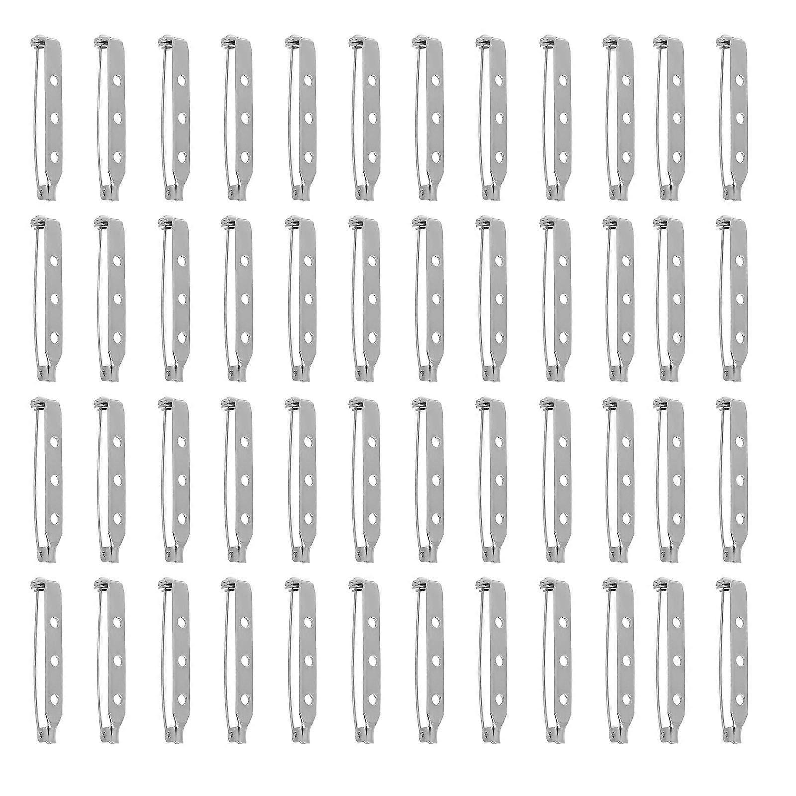 100Pcs 37Mm Catch Bar Brooches Crafted From Stainless Steel For Custom Badges Craft Projects Featuring Durable Rolling Lock Mechanism