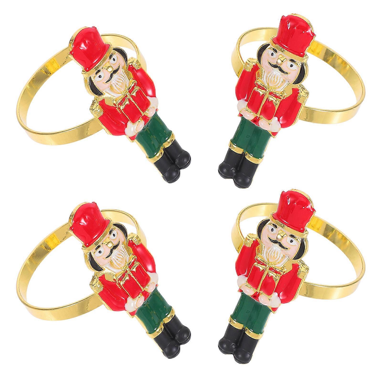 Unique Napkin Rings Nutcracker Shape Napkin Holders For Families Guests And Friends 4Pcs