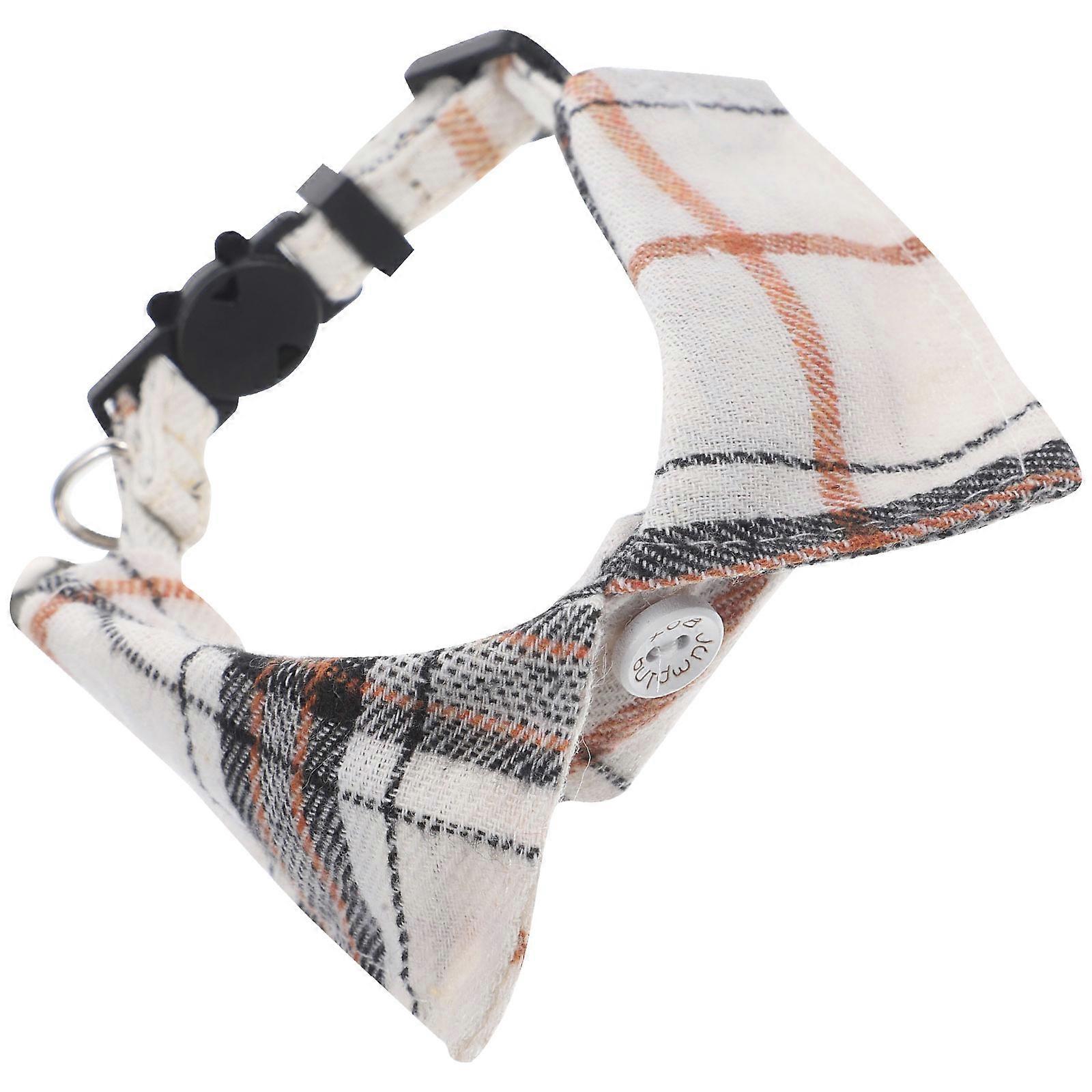 Cat Collar Adjustable Kitten Collar with Bell 3Pcs White Cloth Collars