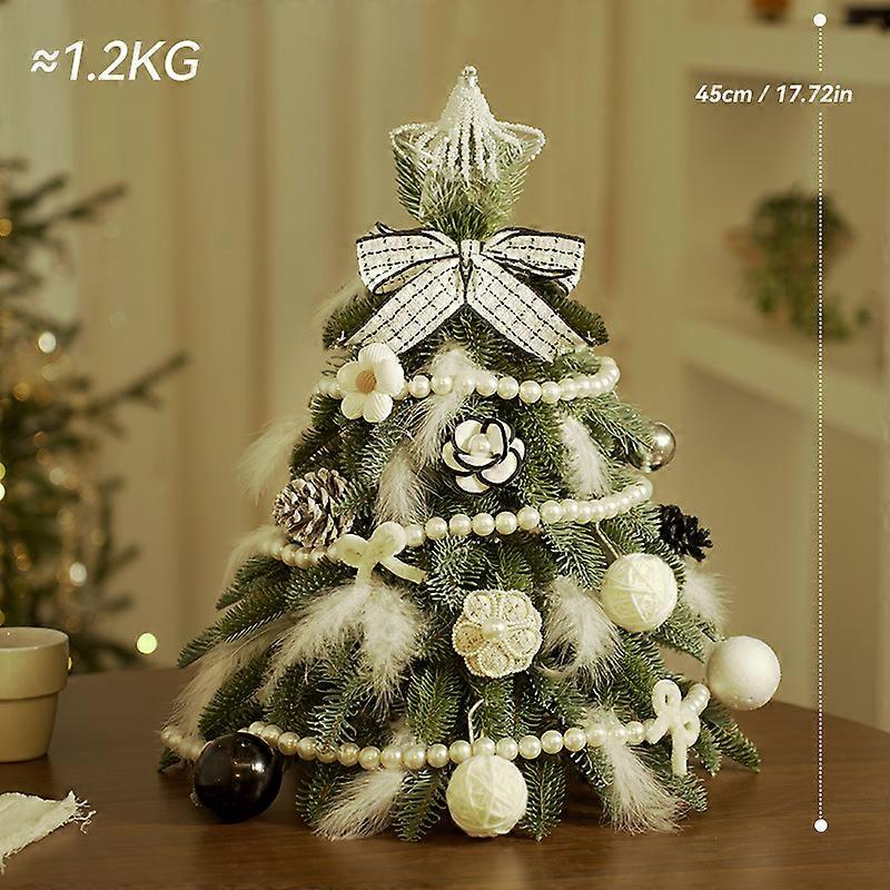 Mini Christmas tree set with lights simulation encryption Nobel pine white luminous Christmas tree desktop ornaments 45cm white Nobel pine set