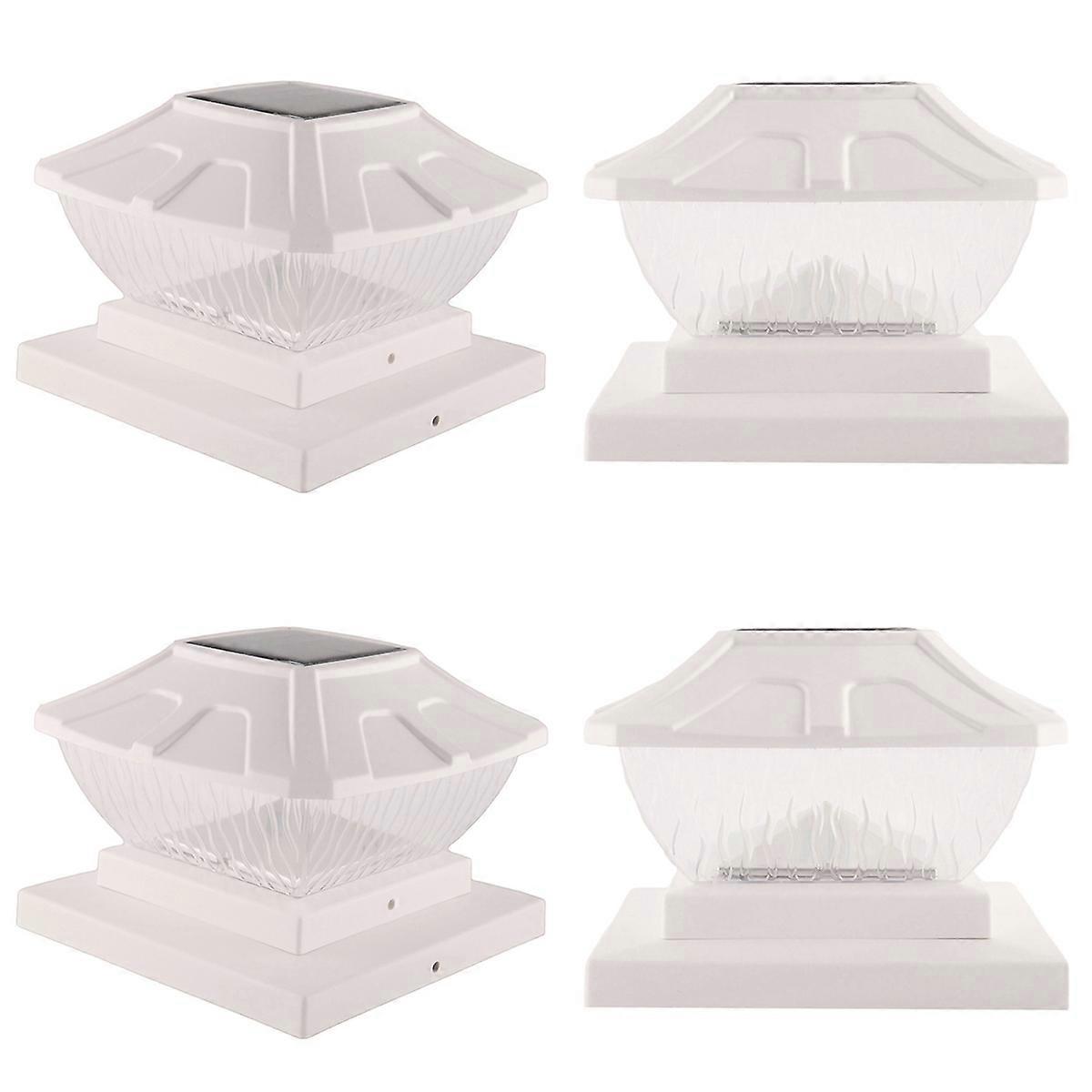 Solar Post Cap Lights Outdoor-2 Pack 2 Modes Deck Fence Lights, White