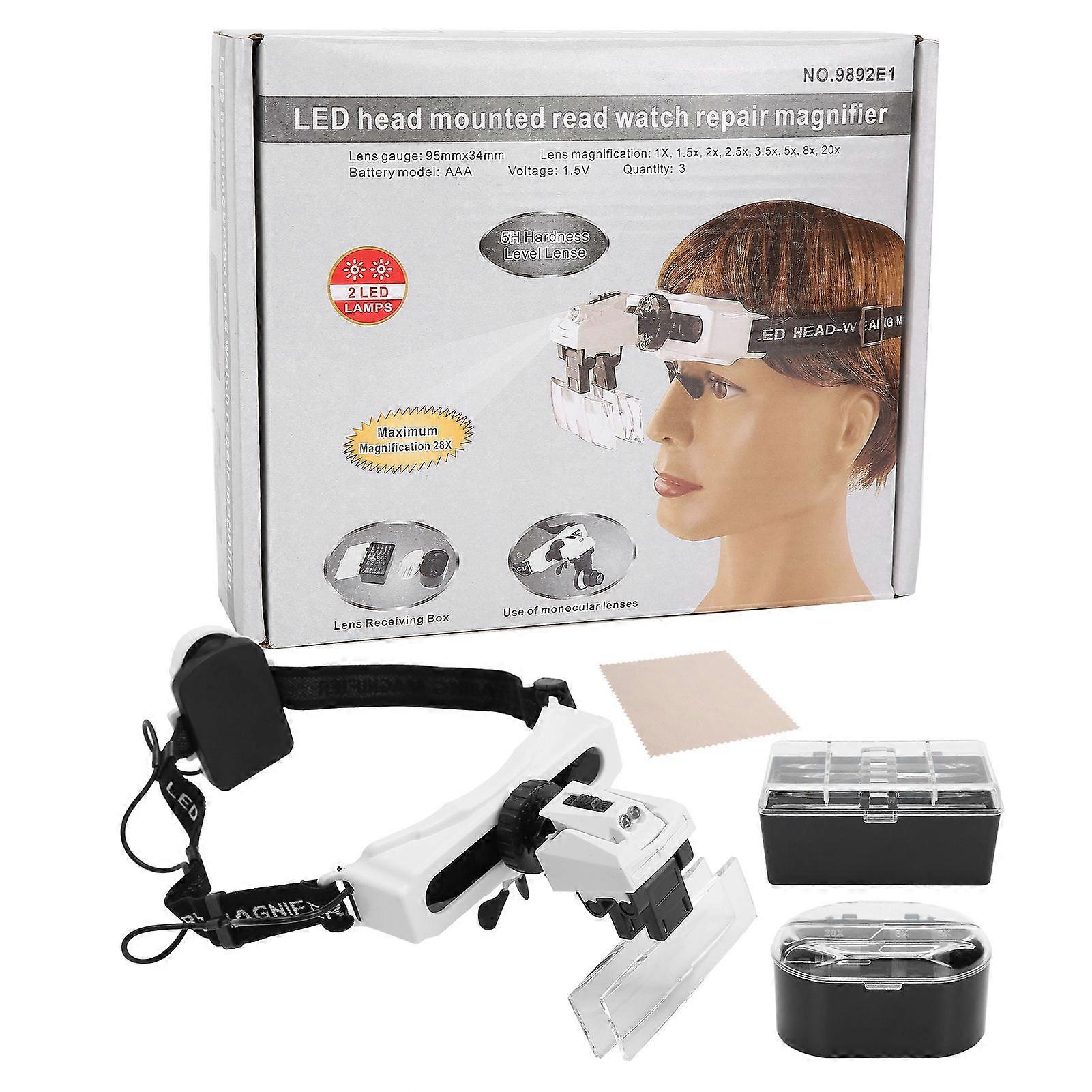 Bandeau Loupe LED Lumière Tête Montée Loupe Pour La Lecture Broderie Tatouage