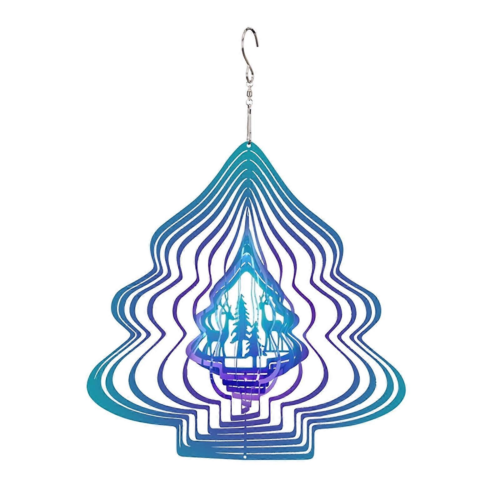 Stainless Steel Christmas Tree Wind Rotating Wind Chime Ornaments 3D Colorful Creative Rotating Pendant
