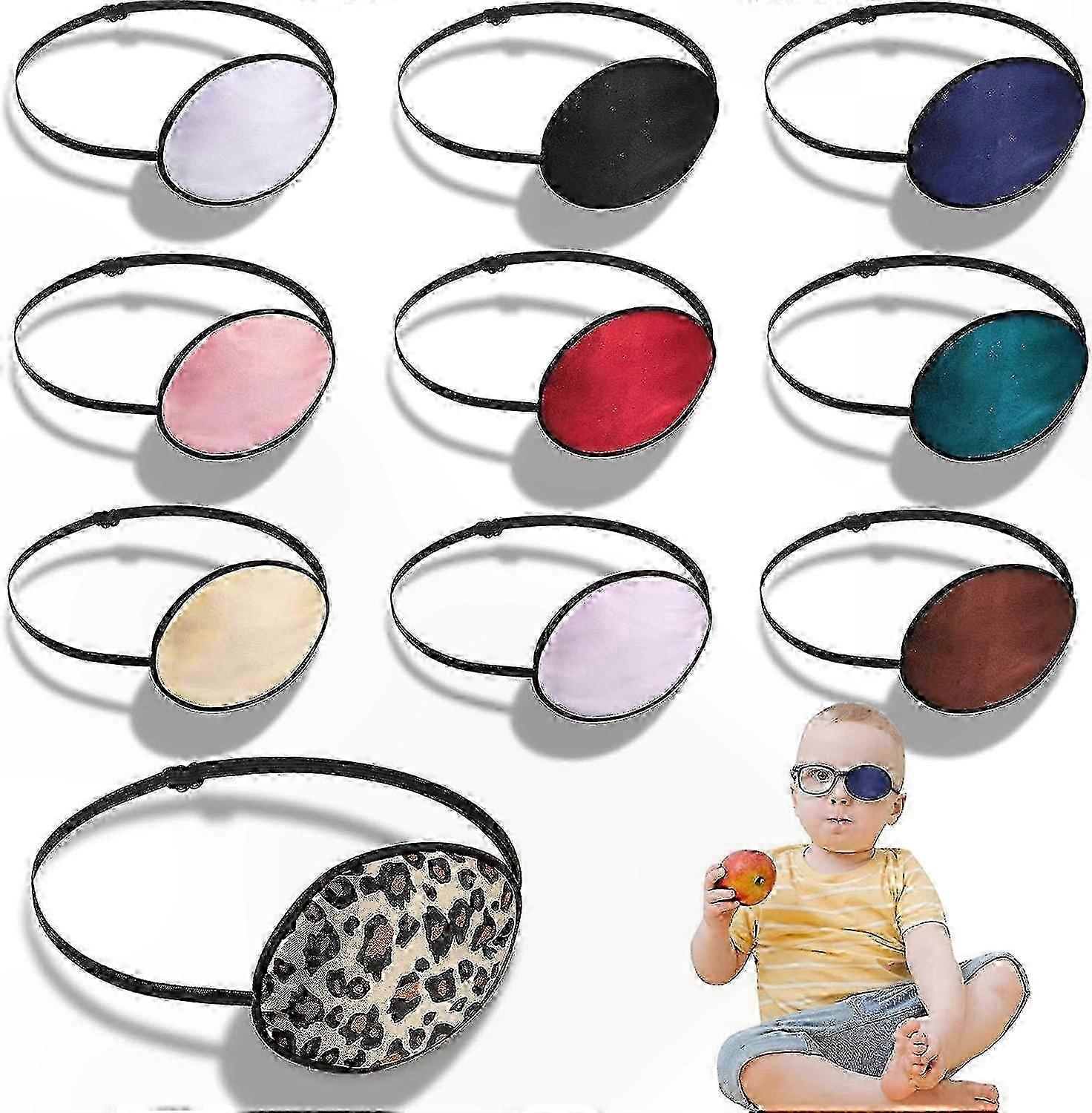 Adjustable Silk Eye Patches for Adults, 10-Pack Soft Comfortable Sleeping Masks with Elastic Band for Lazy Eye Treatment