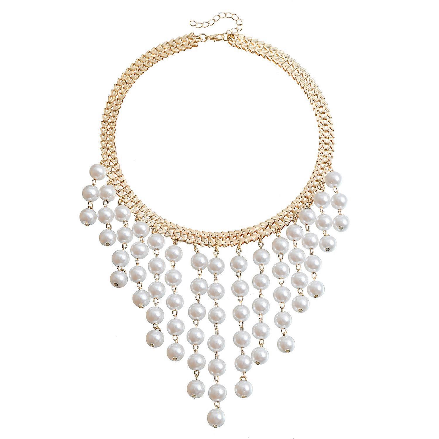 Necklace, Multi-layer Long Pearl Tassel Letter Statement Sweater Collar Chain