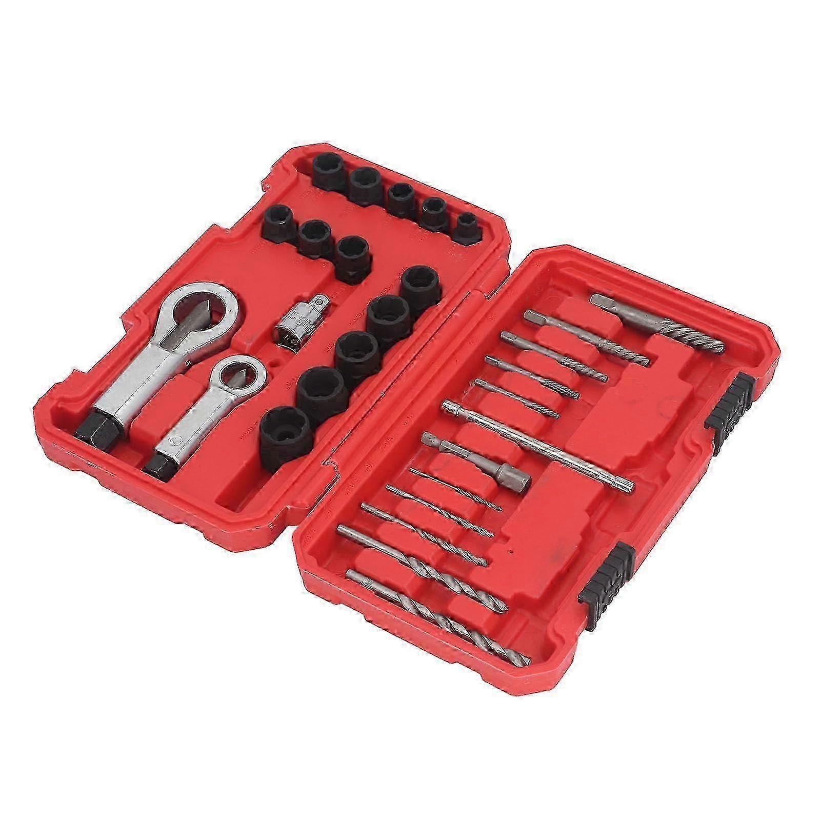 2025 Damaged Screw Extractor Kit, 28Pcs Damaged Screw Extractor Set, Rustproof Broken Fastener Removal Tool Kit with High Speed, Tap Extractors