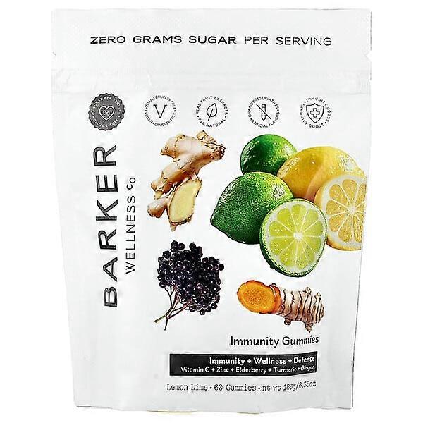 Barker Wellness Co, Immunity Gummies, Lemon Lime, 60 Gummies