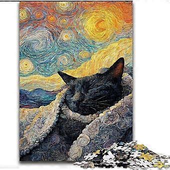 Jigsaws Puzzles for Adults Gifts Black Cat Teenager Puzzles,Perfect for Game Nights, Colorful Toy for Home Gift - PT 779