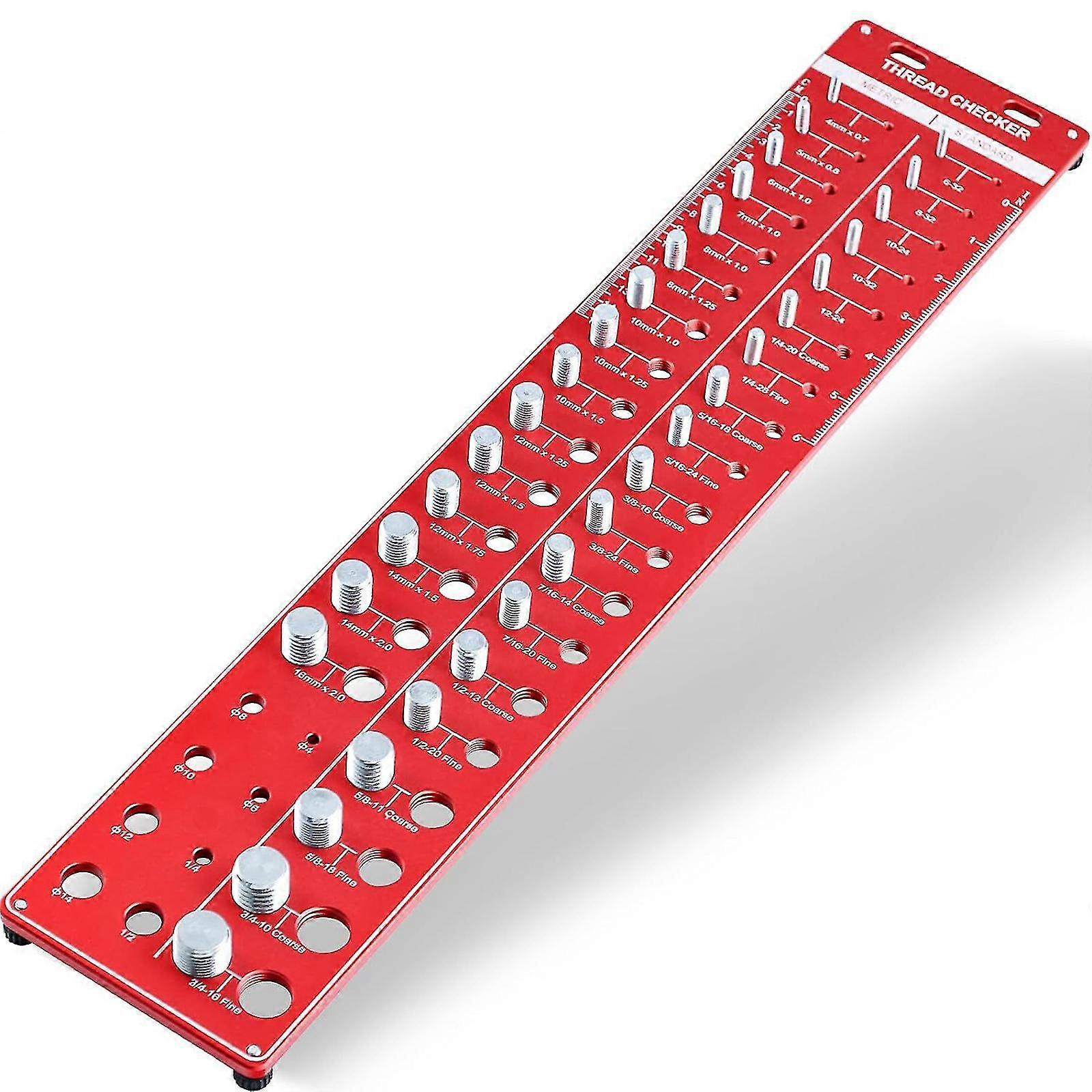 28/34 Nut And Bolt Thread Checker, Thread Checker, Bolt Size And Thread Gauge--Red