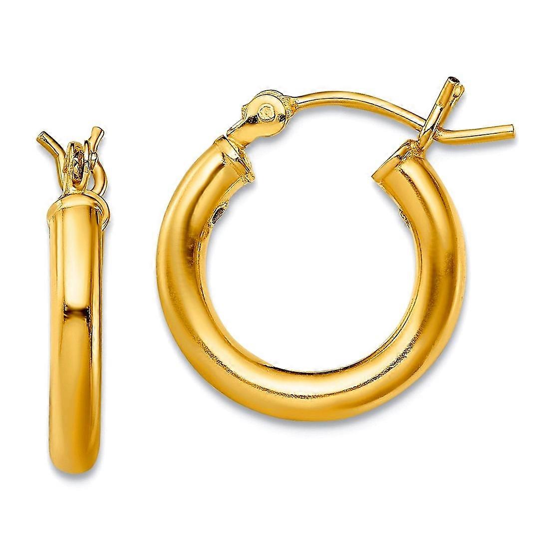 925 Sterling Silver Gold tone Γυαλισμένο Σκουλαρίκι Κρίκος-Σκουλαρίκι Κρίκος για Γυναίκες