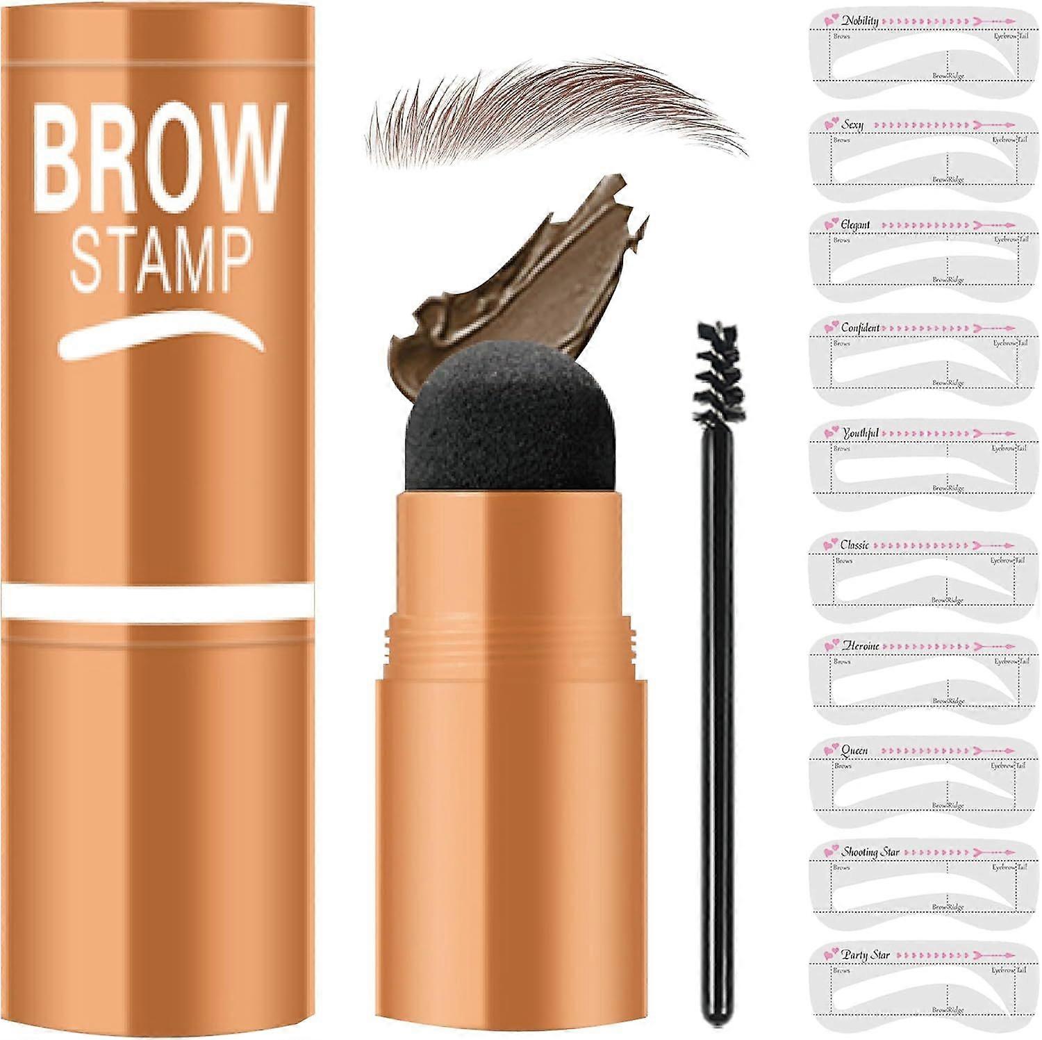 Eyebrow Stamp and Eyebrow Stencils Kit, Eyebrow Shaping Kit for Perfect with 10 Reusable Eye Brow Shaping Kits, Brow Stencil and Stamp Kit Smudge-Proo