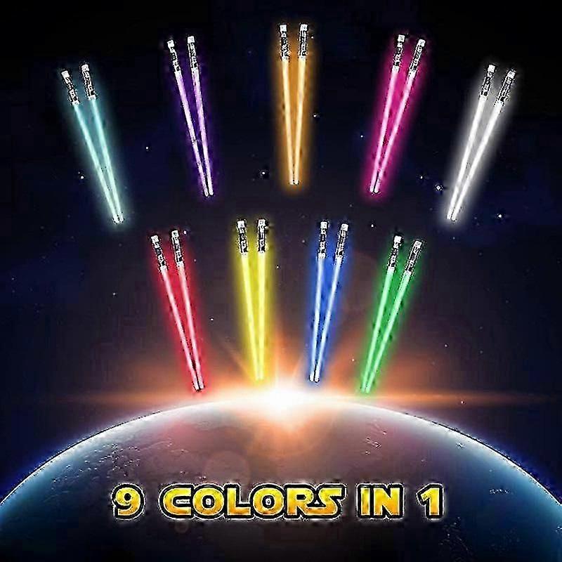 Baguettes Illuminer - LED Glowing Light Saber Chop Sticks - Réutilisable Sushi Lightup Sabres Chopstick 9 Variations de Couleur LED Stick Chopsticks