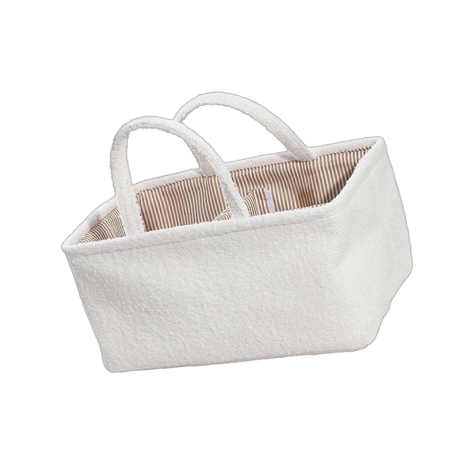 Portable Storage Organizer With Multiple Pockets Waterproof Polyester Construction Basket For Nursery Items  White