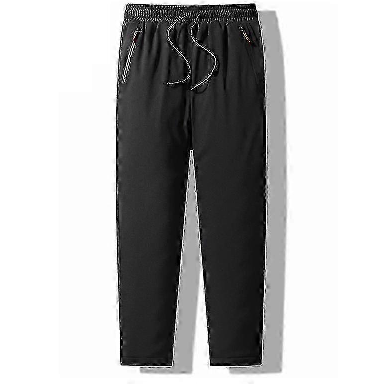 Men Fall Winter Sweatpants Drawstring Elastic Waist Pockets Loose Warm Casual Thickened Plush Windproof Jogging Exercise Long Trousers